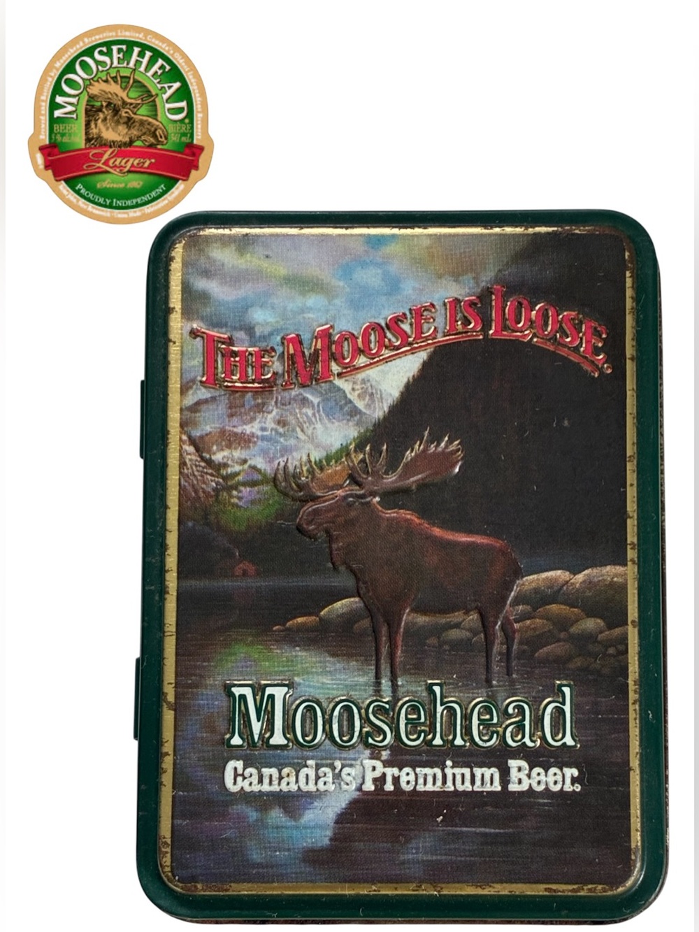 VINTAGE MOOSEHEAD PLAYING CARDS TIN ‘THE MOOSE IS LOOSE’ COLLECTIBLE